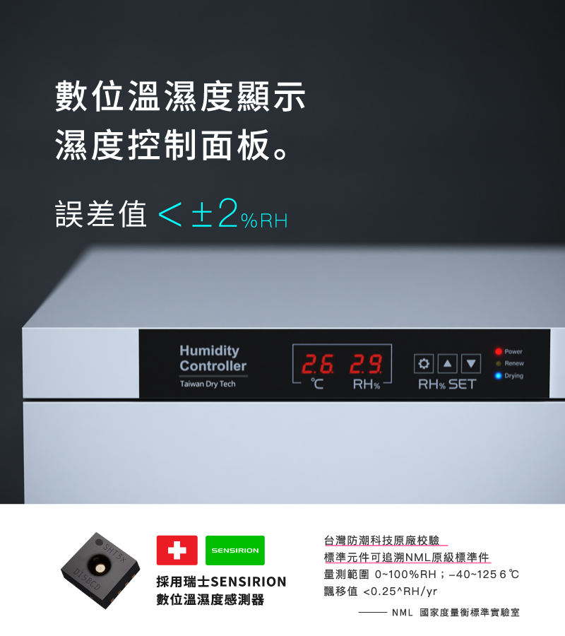 數位溫濕度顯示與控制面板,瑞士感測晶片可追溯NML標準