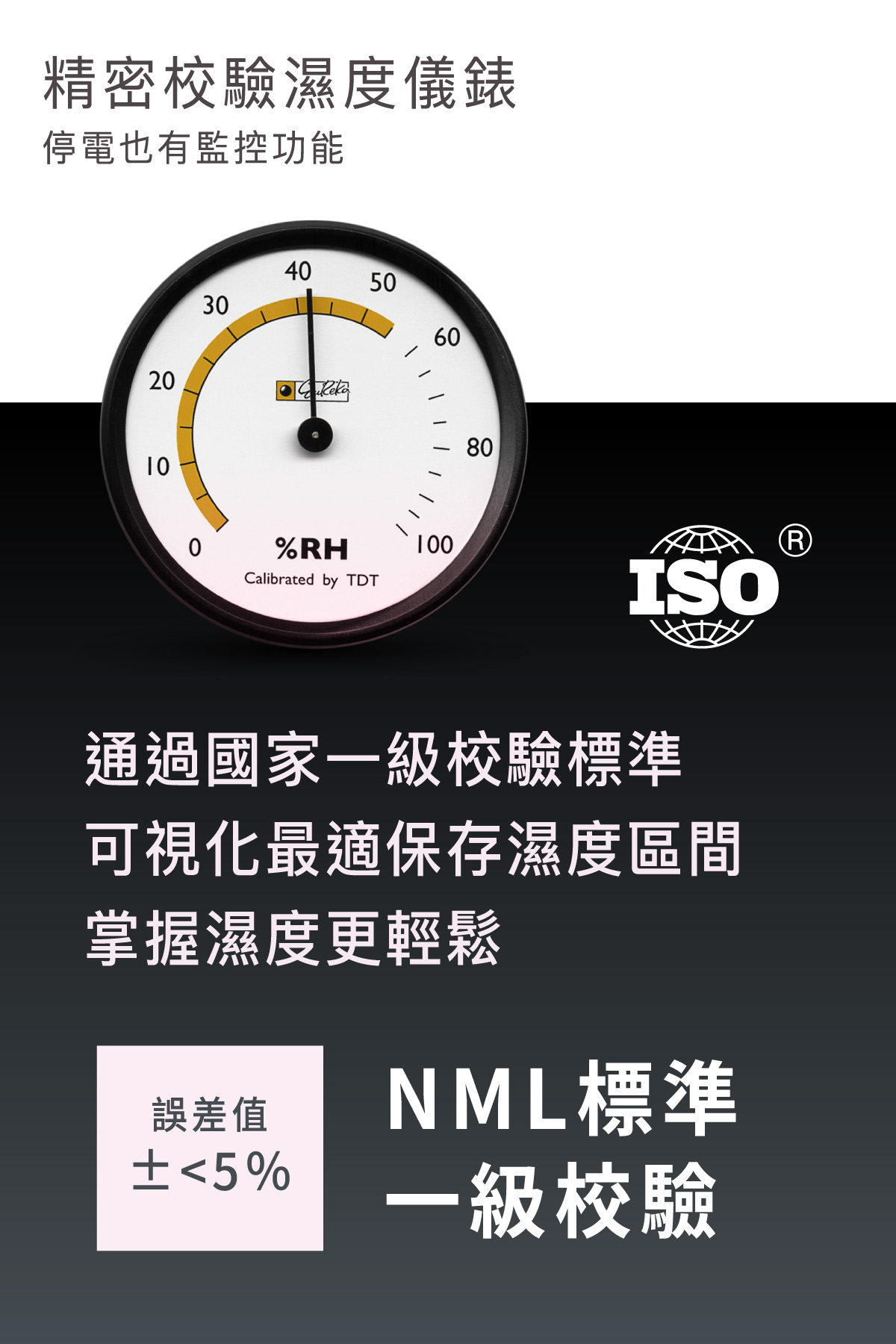 SP-58 電子防潮箱濕度計，專業校驗可追溯NML國際標準