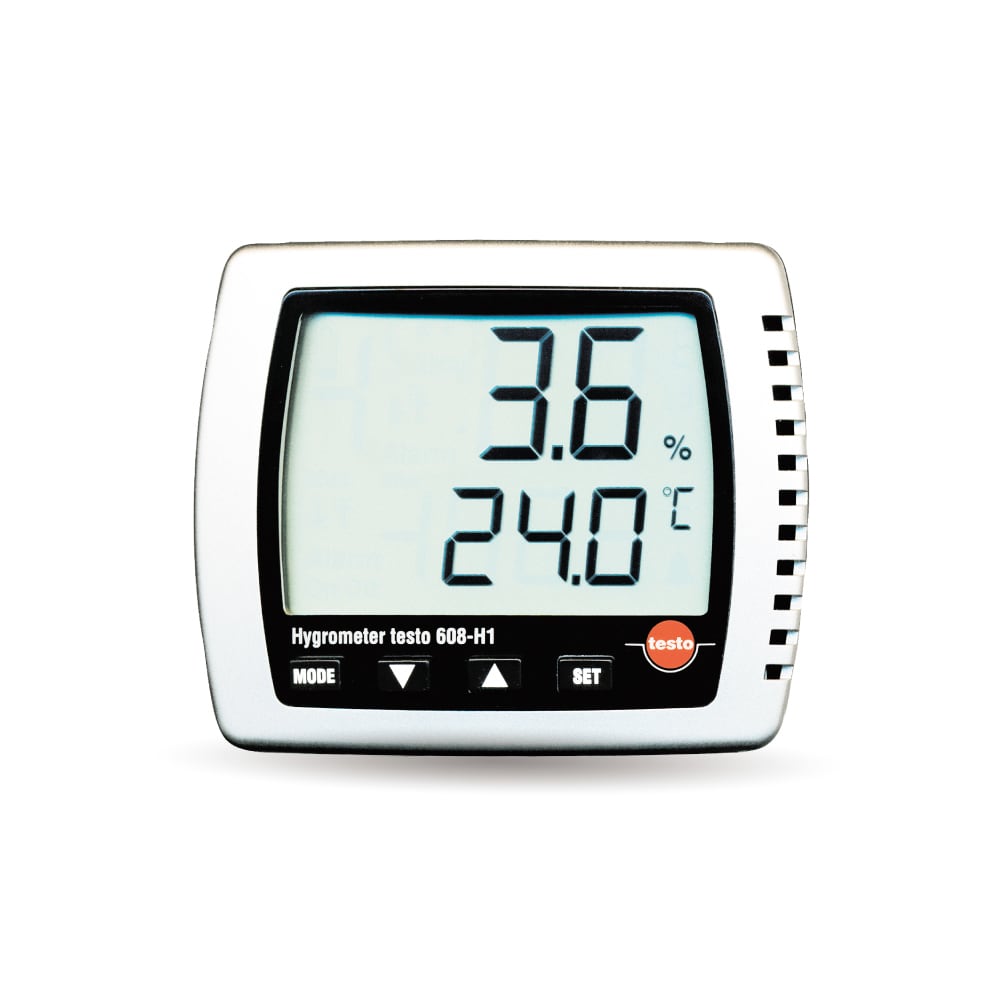 TESTO 608-H1 工業級溫濕度記錄器，具備鎖定最大值、最小值功能，低電量時還能自動提醒