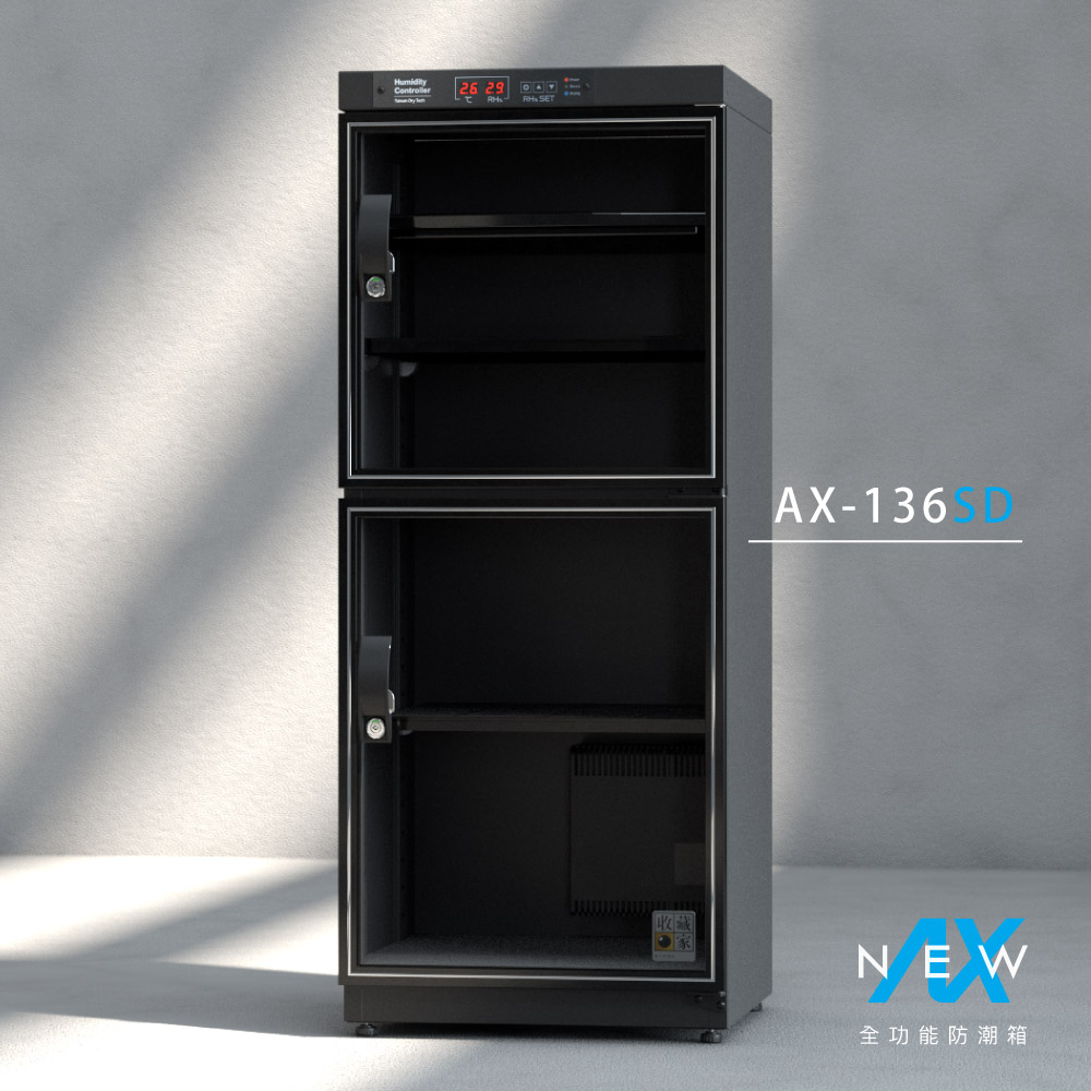 AX-136SD_經典玻璃門電子防潮櫃，保護各種珍貴收藏、儀器物料免受潮害